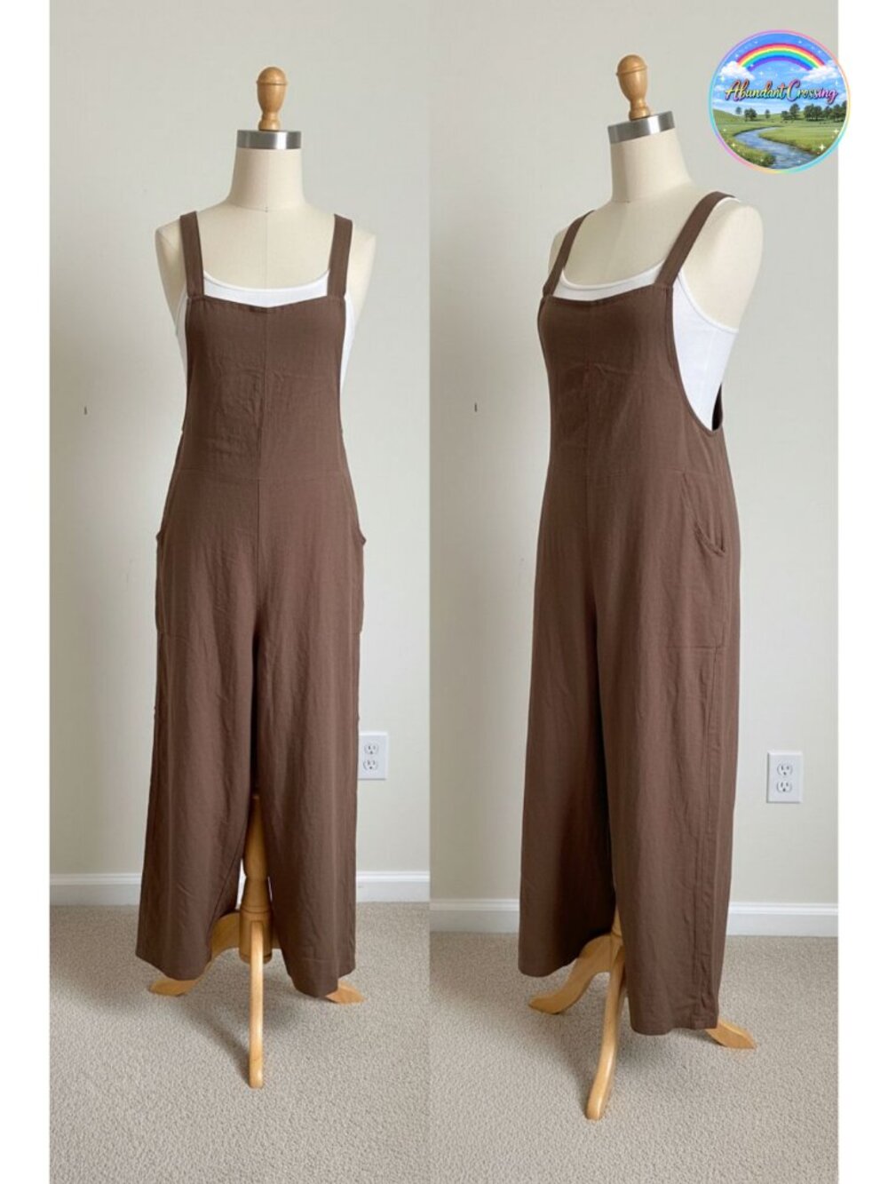 Casual Loose Wide Leg Jumpsuit Adjustable Spaghetti Strap Sleeveless Romper
